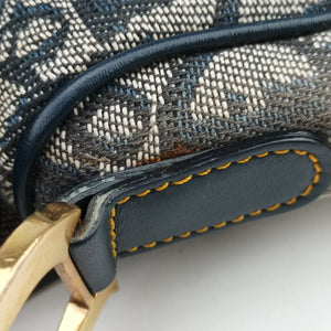 Pre-owned Christian Dior Saddle Navy Jacquard  handbag | stylenewstar