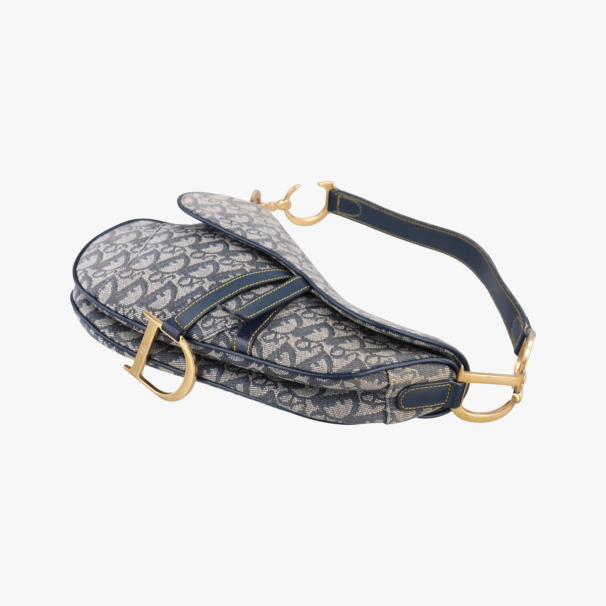 Pre-owned Christian Dior Saddle Navy Jacquard  handbag | stylenewstar