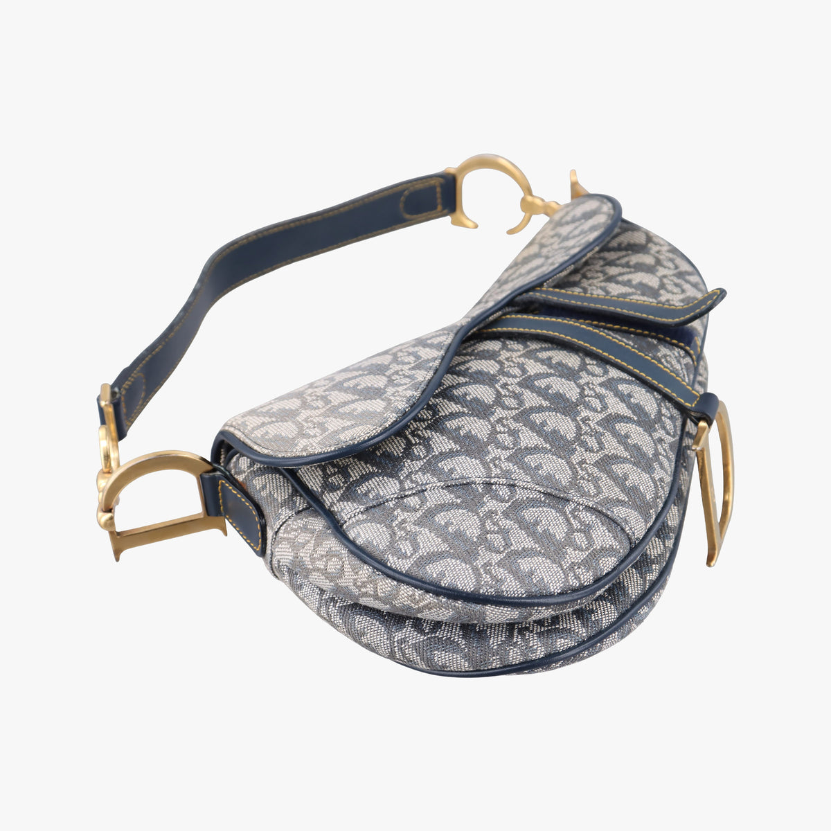 Pre-owned Christian Dior Saddle Navy Jacquard  handbag | stylenewstar