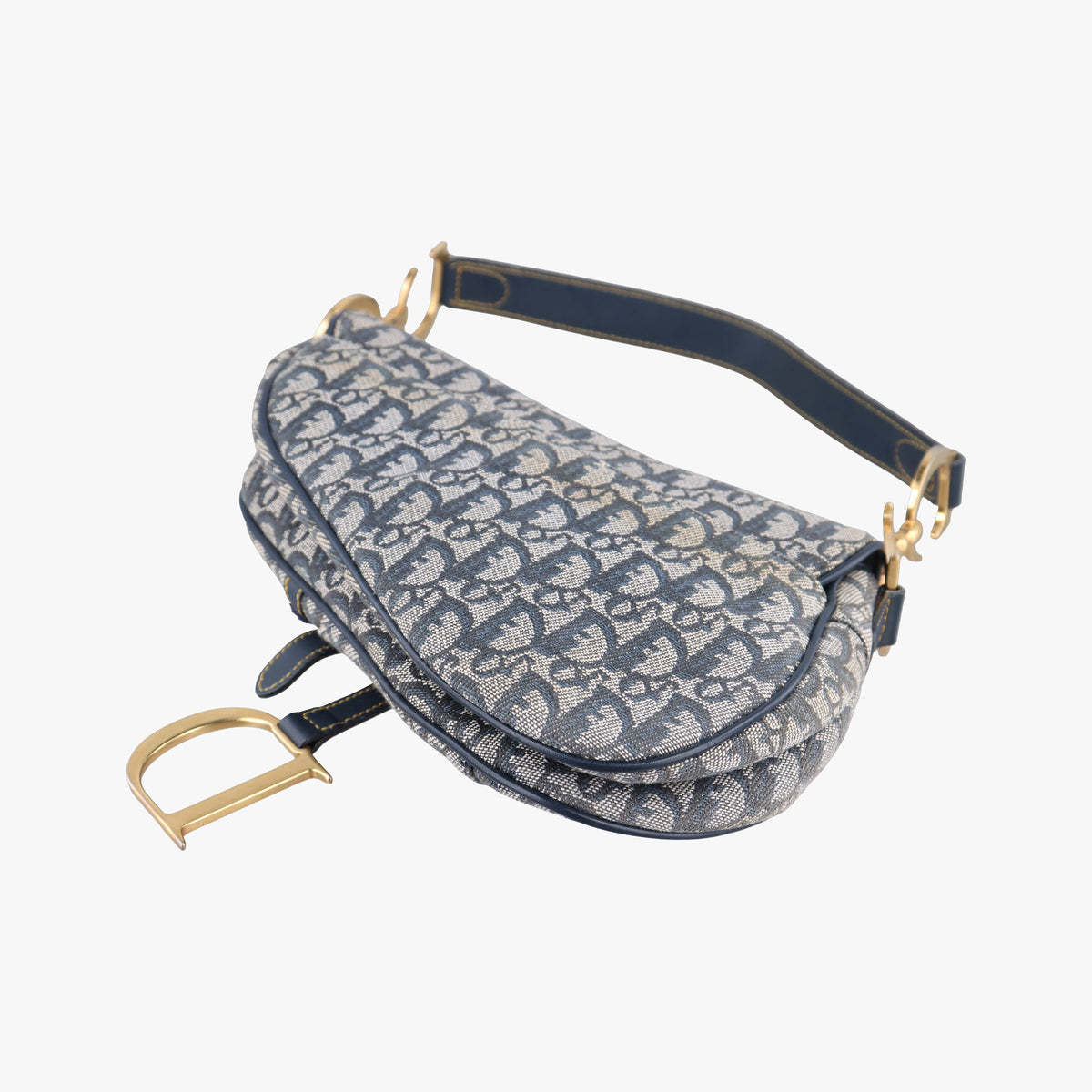 Pre-owned Christian Dior Saddle Navy Jacquard  handbag | stylenewstar