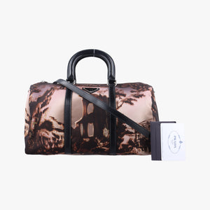Secondhand Prada Tessuto Print Boston Multicolour Nylonｘ leather  handbag | stylenewstar