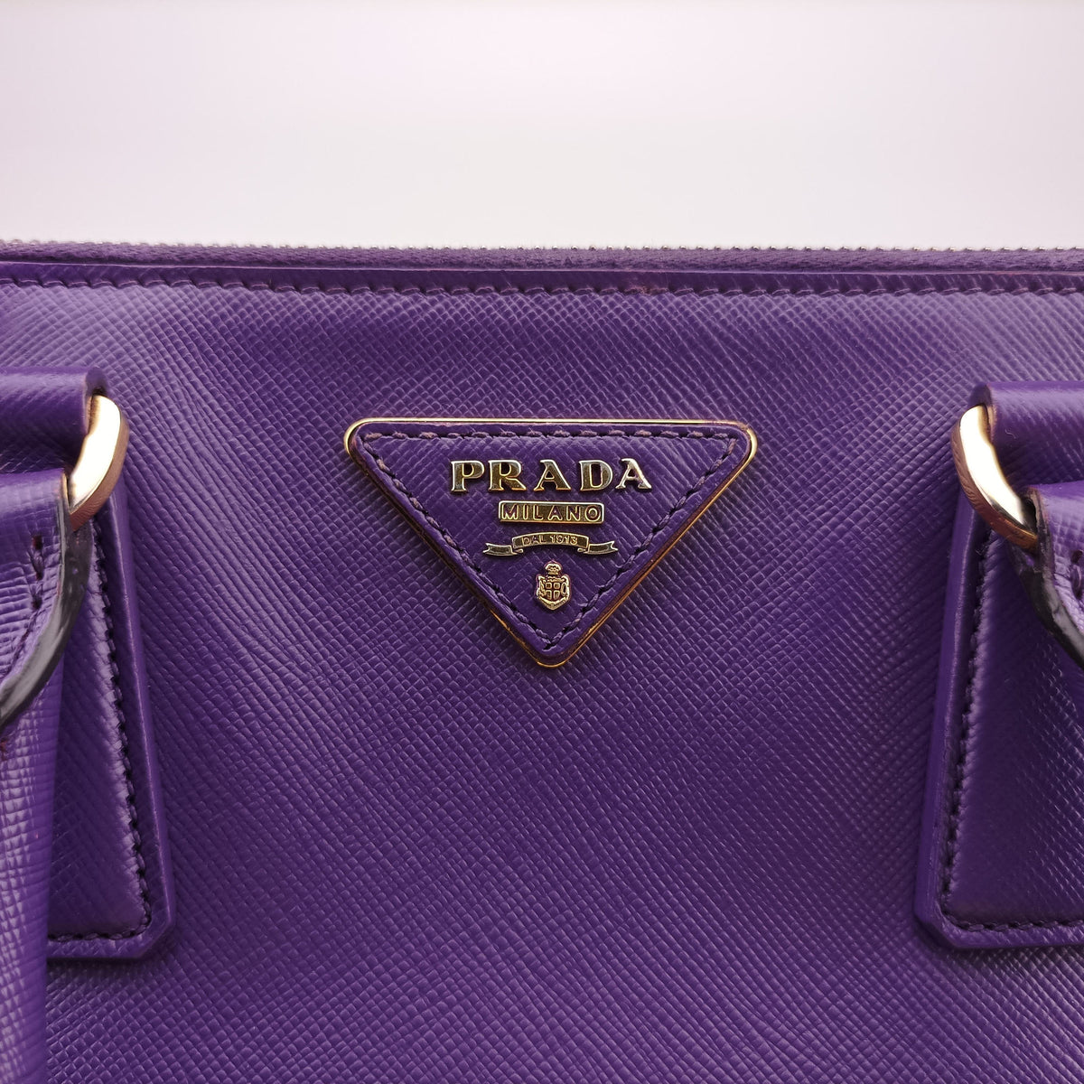 Pre-owned Prada Galleria Purple SAFFIANO Leather BN1801 handbag | stylenewstar
