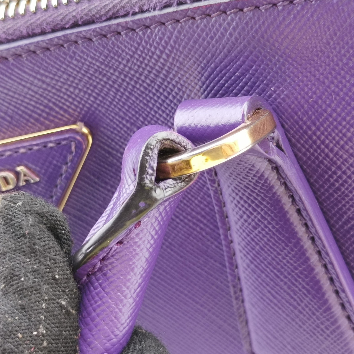Pre-owned Prada Galleria Purple SAFFIANO Leather BN1801 handbag | stylenewstar