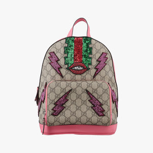 Pre-owned Gucci GG Supreme Sequins Beige×Pink×Multicolor PVC coated canvas×Leather 427631 backpack/rucksack | stylenewstar