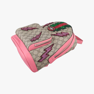 Pre-owned Gucci GG Supreme Sequins Beige×Pink×Multicolor PVC coated canvas×Leather 427631 backpack/rucksack | stylenewstar