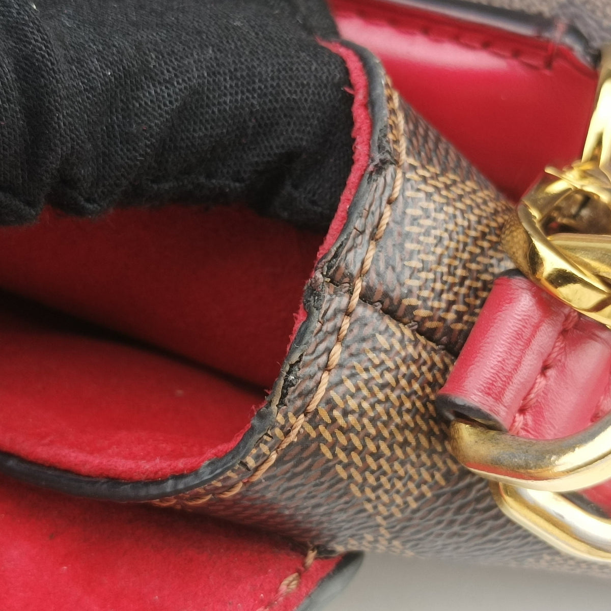 Pre-owned Louis Vuitton Beaubourg EBENE×Scarlet Damier Canvas N40176 handbag | stylenewstar