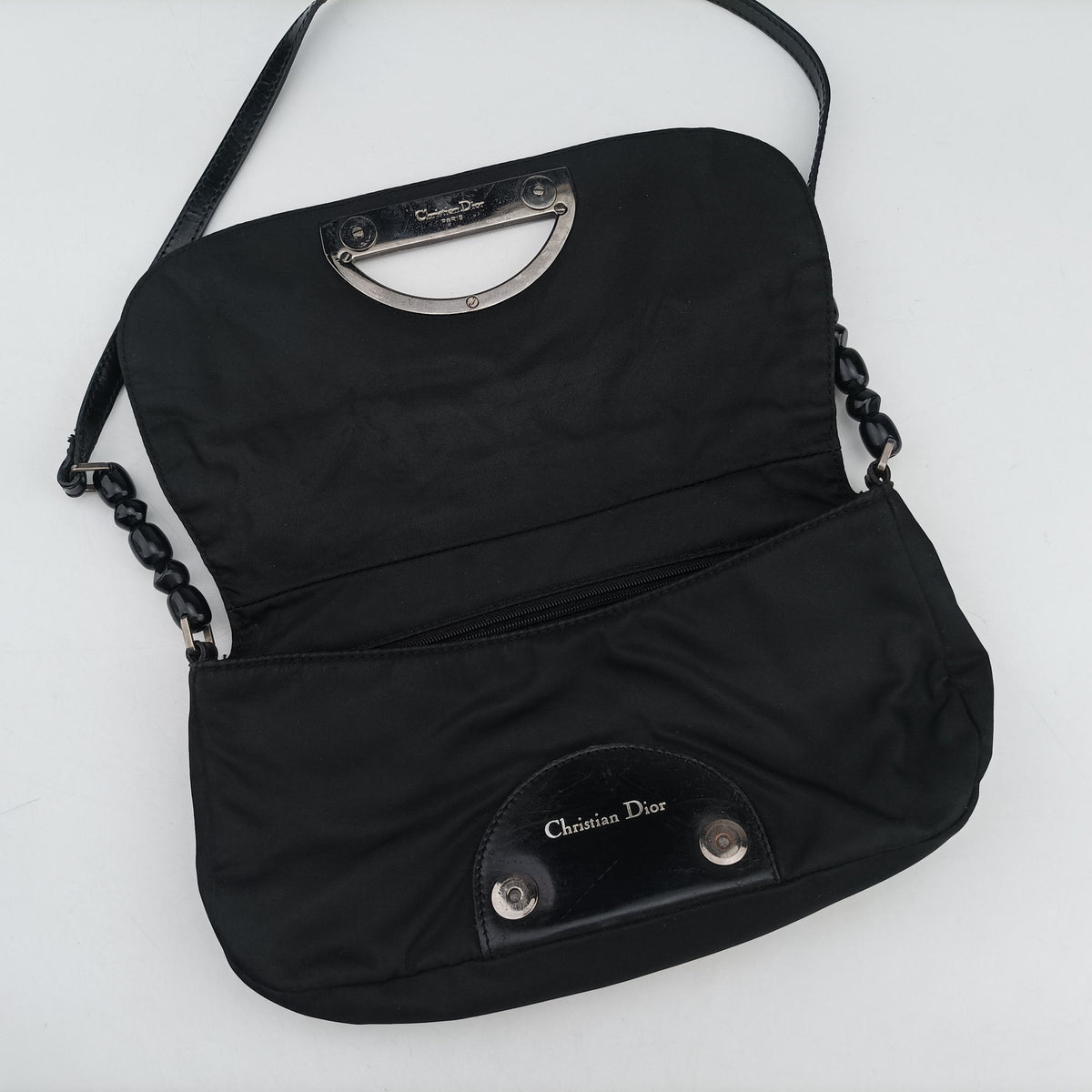 Secondhand Christian Dior Malice pearl Black Nylon×leather  shoulderbag | stylenewstar