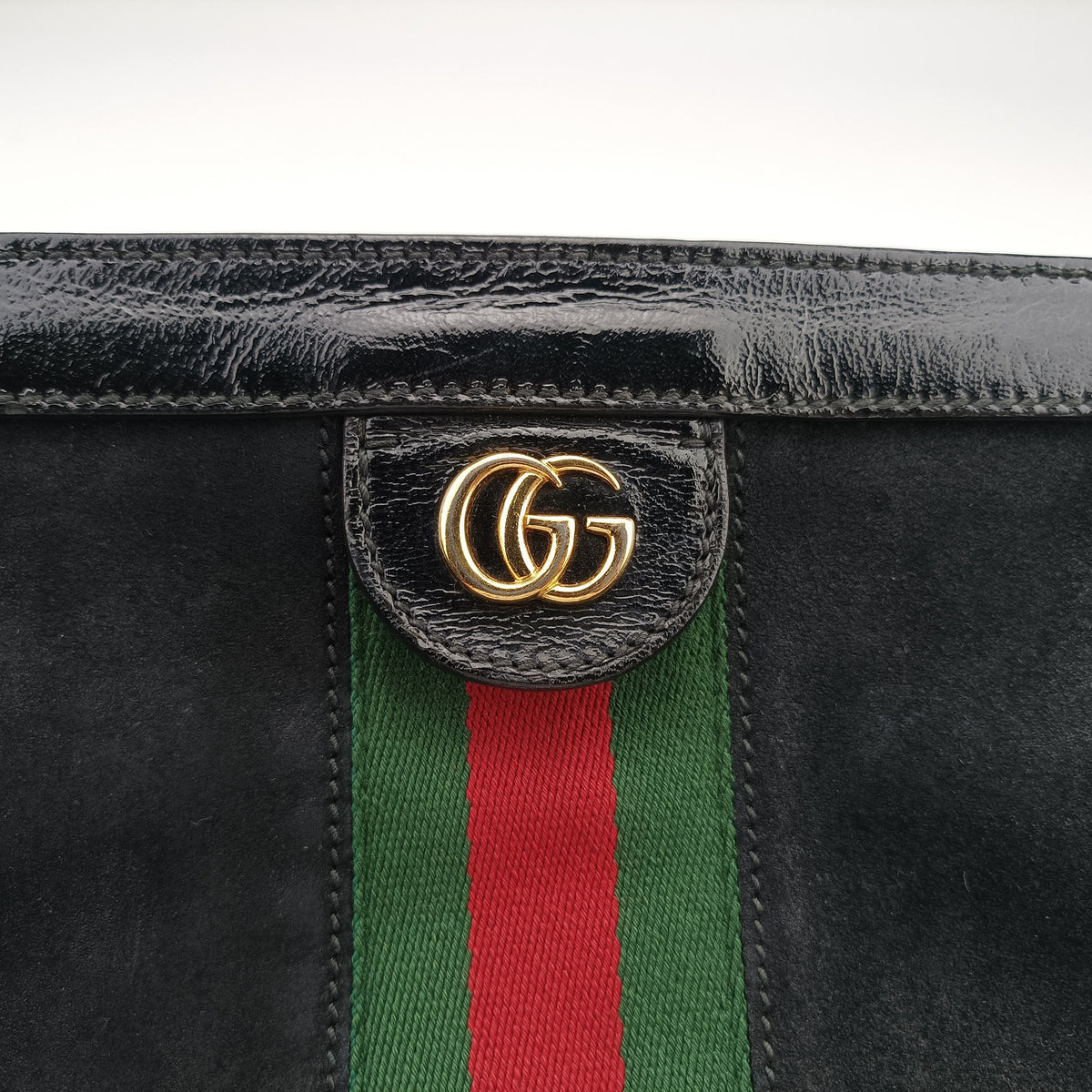 Pre-owned Gucci Ophidia Black Suede×Leather 503877 shoulderbag | stylenewstar