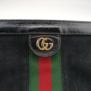 Pre-owned Gucci Ophidia Black Suede×Leather 503877 shoulderbag | stylenewstar