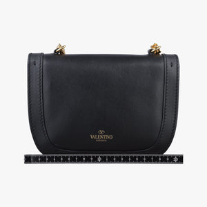 Pre-owned Valentino Lucky Rockstud Black Leather  shoulderbag | stylenewstar