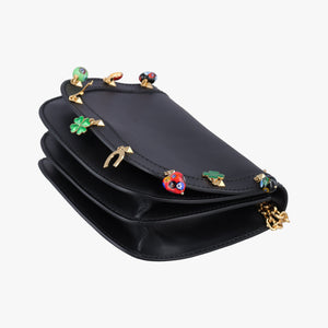 Pre-owned Valentino Lucky Rockstud Black Leather  shoulderbag | stylenewstar