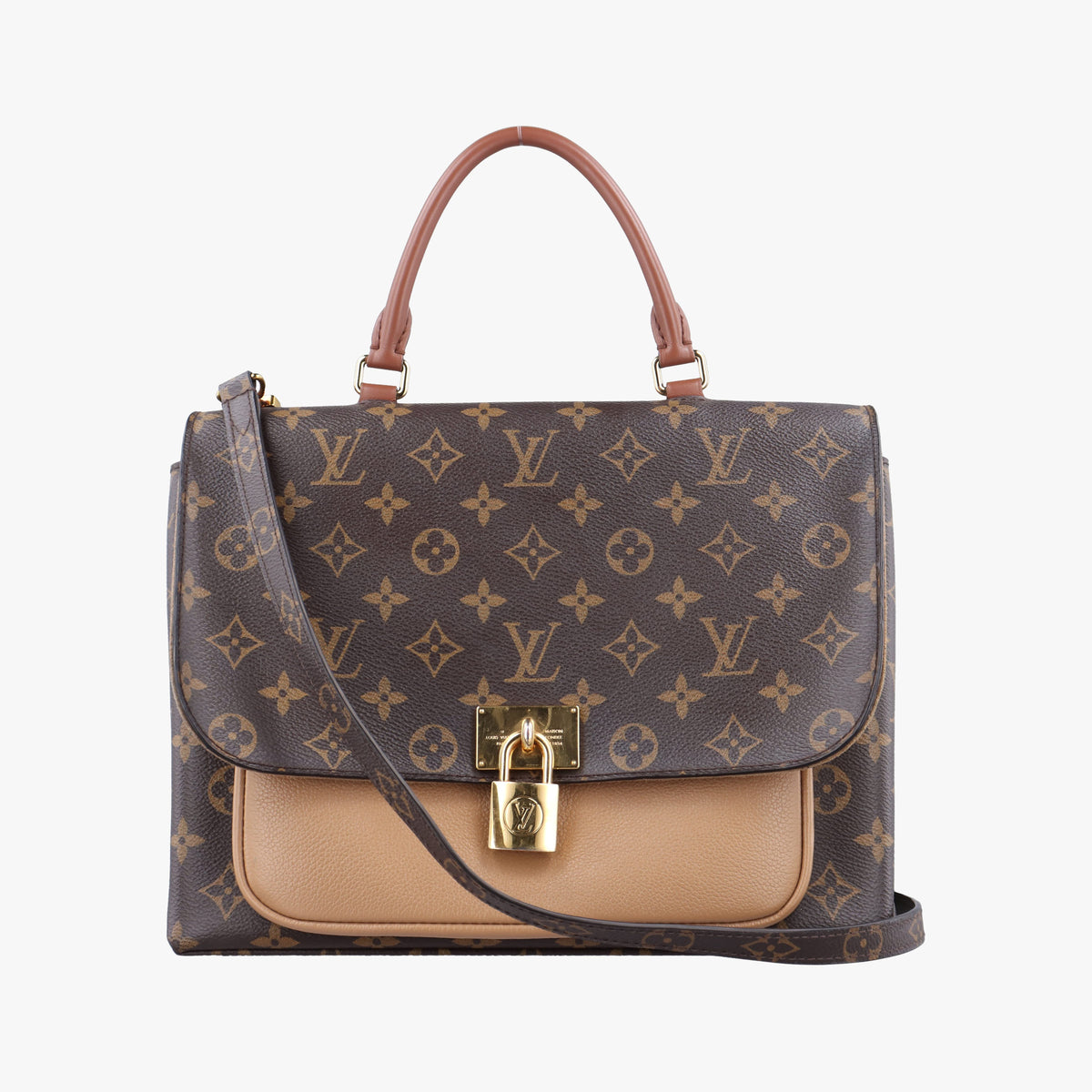 Pre-owned Louis Vuitton MARIGNAN brown×SESAME Monogram Canvas×calf leather M44544 shoulderbag | stylenewstar