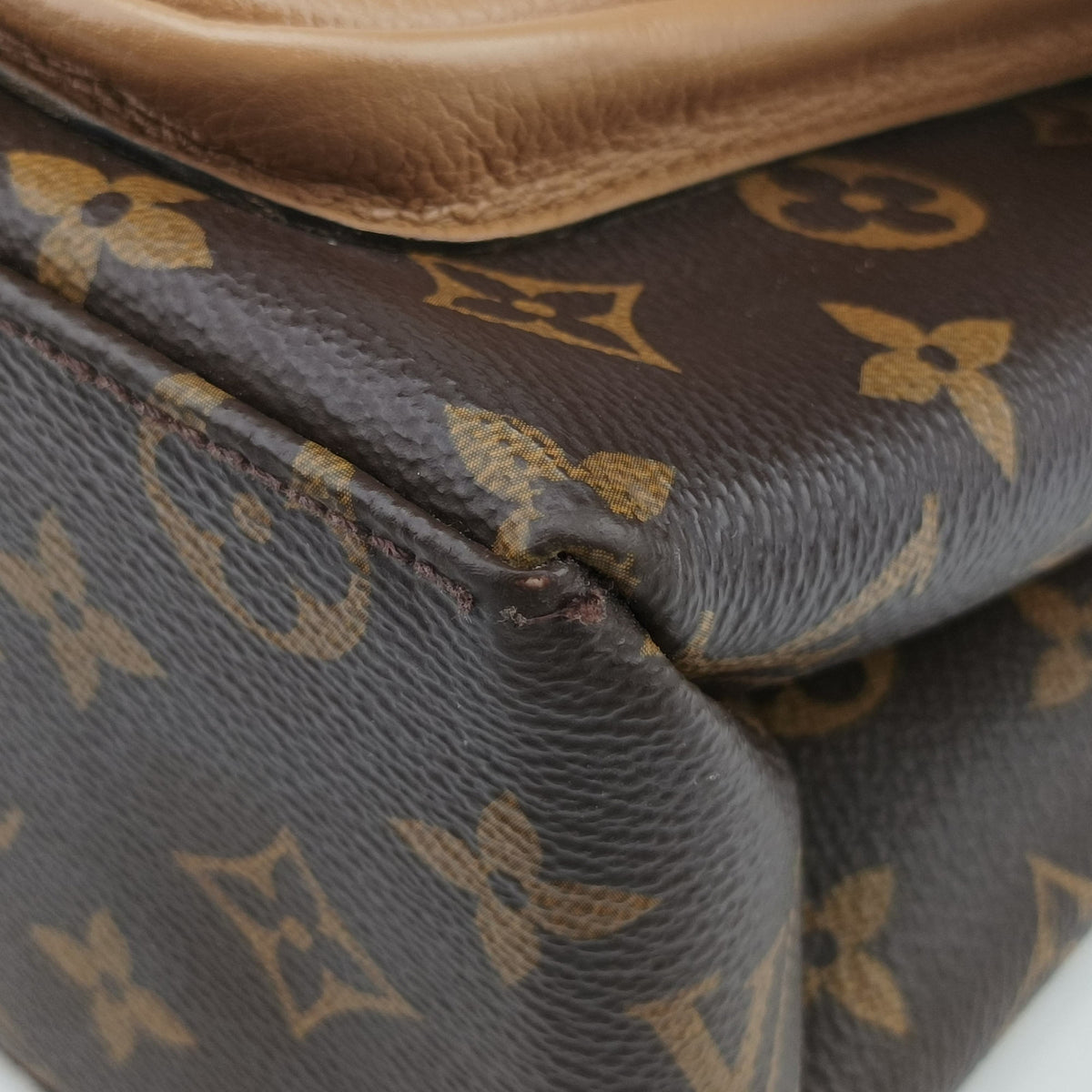 Pre-owned Louis Vuitton MARIGNAN brown×SESAME Monogram Canvas×calf leather M44544 shoulderbag | stylenewstar