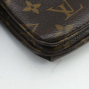 Pre-owned Louis Vuitton Twice Brown×Cerise Monogram Canvas×calf leather M50184 shoulderbag | stylenewstar