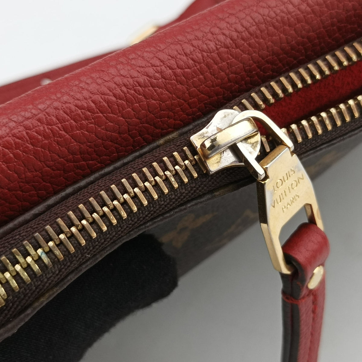 Pre-owned Louis Vuitton Twice Brown×Cerise Monogram Canvas×calf leather M50184 shoulderbag | stylenewstar