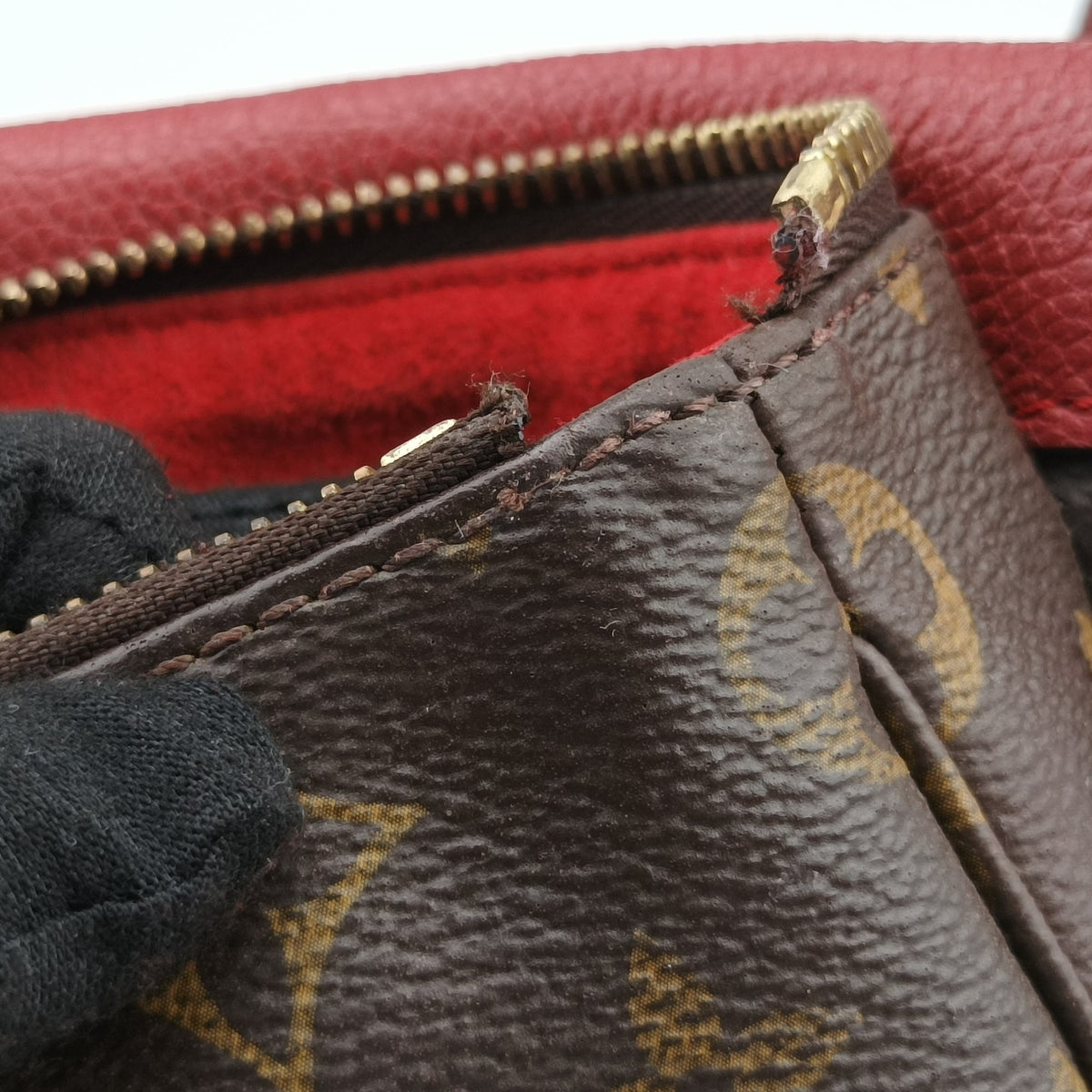 Pre-owned Louis Vuitton Twice Brown×Cerise Monogram Canvas×calf leather M50184 shoulderbag | stylenewstar