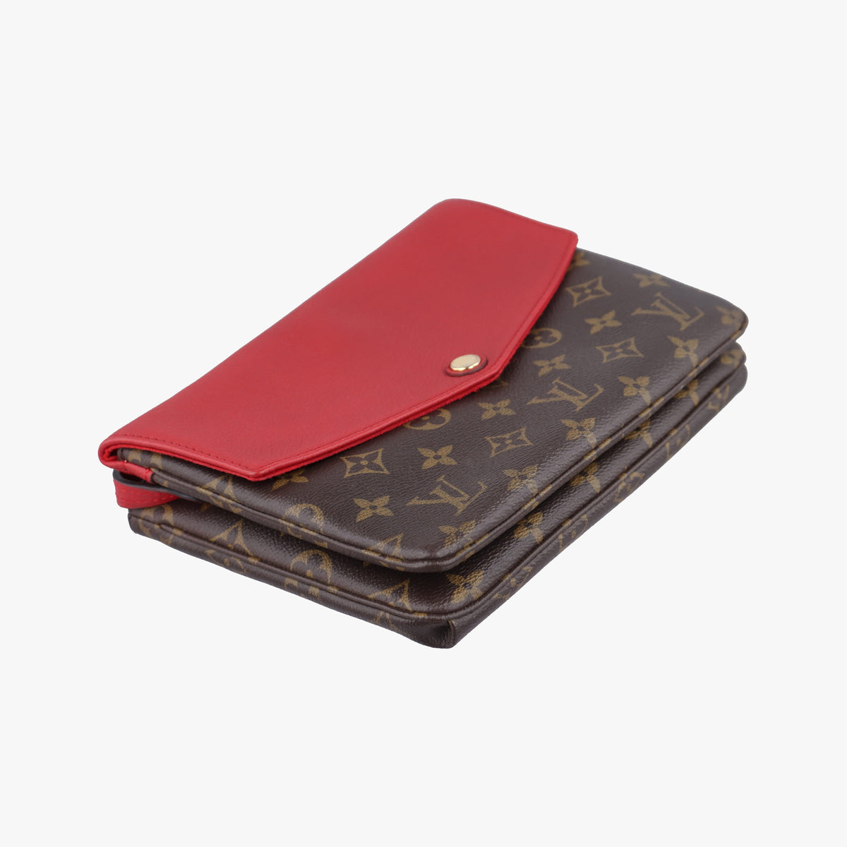 Pre-owned Louis Vuitton Twice Brown×Cerise Monogram Canvas×calf leather M50184 shoulderbag | stylenewstar