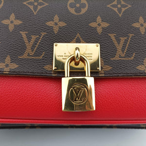 Pre-owned Louis Vuitton MARIGNAN Brown × Coquelicot Monogram Canvas×calf leather M44286 shoulderbag | stylenewstar