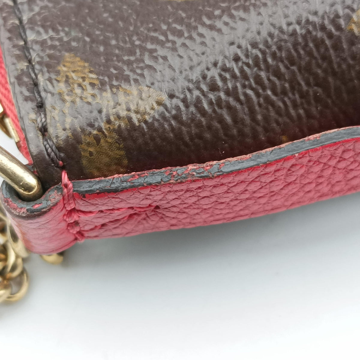 Pre-owned Louis Vuitton Pallas Clutch Brown x Cerise Monogram canvas M41638 shoulderbag | stylenewstar