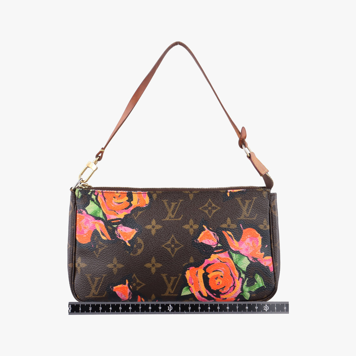 Pre-owned Louis Vuitton Pochette Accessoires brown×multi Monogram Rose Canvas M48615 handbag | stylenewstar