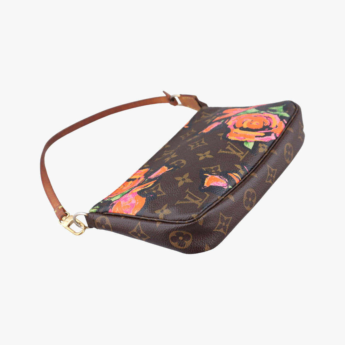 Pre-owned Louis Vuitton Pochette Accessoires brown×multi Monogram Rose Canvas M48615 handbag | stylenewstar