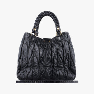 Pre-owned Miu Miu Matelasse Black Leather  shoulderbag | stylenewstar