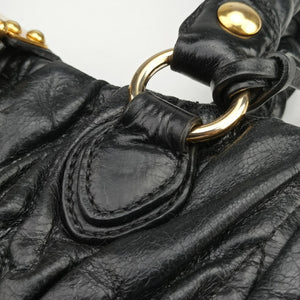 Pre-owned Miu Miu Matelasse Black Leather  shoulderbag | stylenewstar