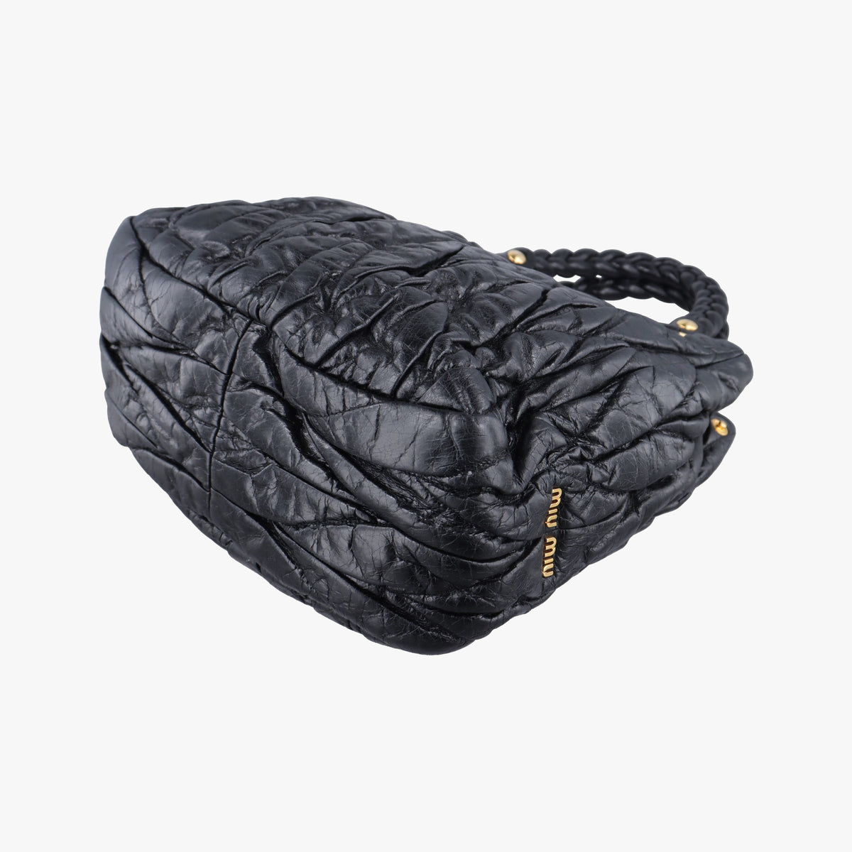 Pre-owned Miu Miu Matelasse Black Leather  shoulderbag | stylenewstar