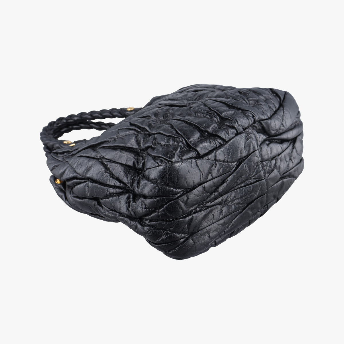 Pre-owned Miu Miu Matelasse Black Leather  shoulderbag | stylenewstar