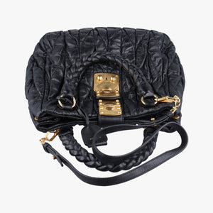 Pre-owned Miu Miu Matelasse Black Leather  shoulderbag | stylenewstar