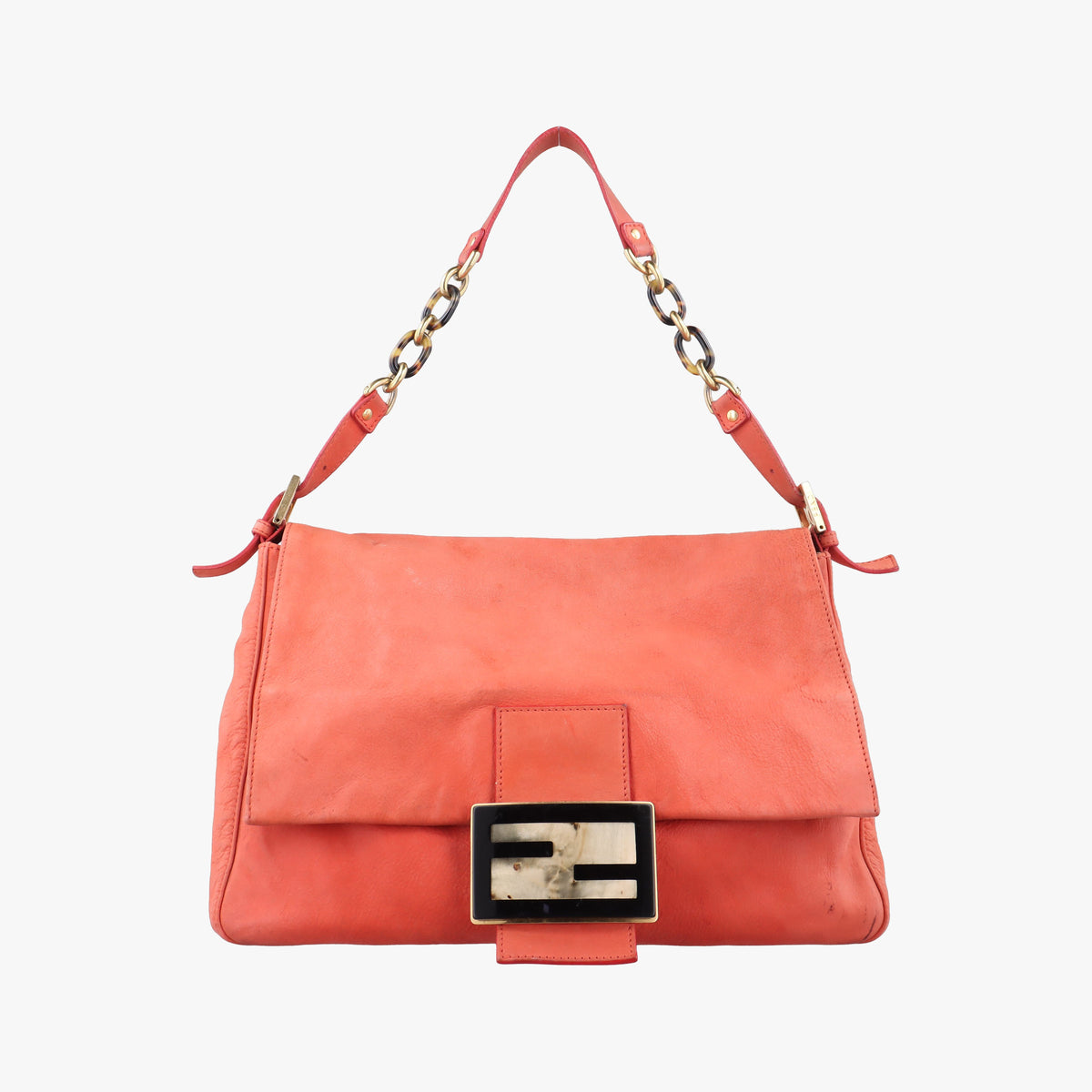 Pre-owned Fendi Mamma Baguette Orange Leather 8BR638 shoulderbag | stylenewstar
