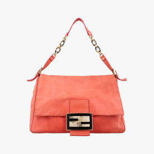 Pre-owned Fendi Mamma Baguette Orange Leather 8BR638 shoulderbag | stylenewstar