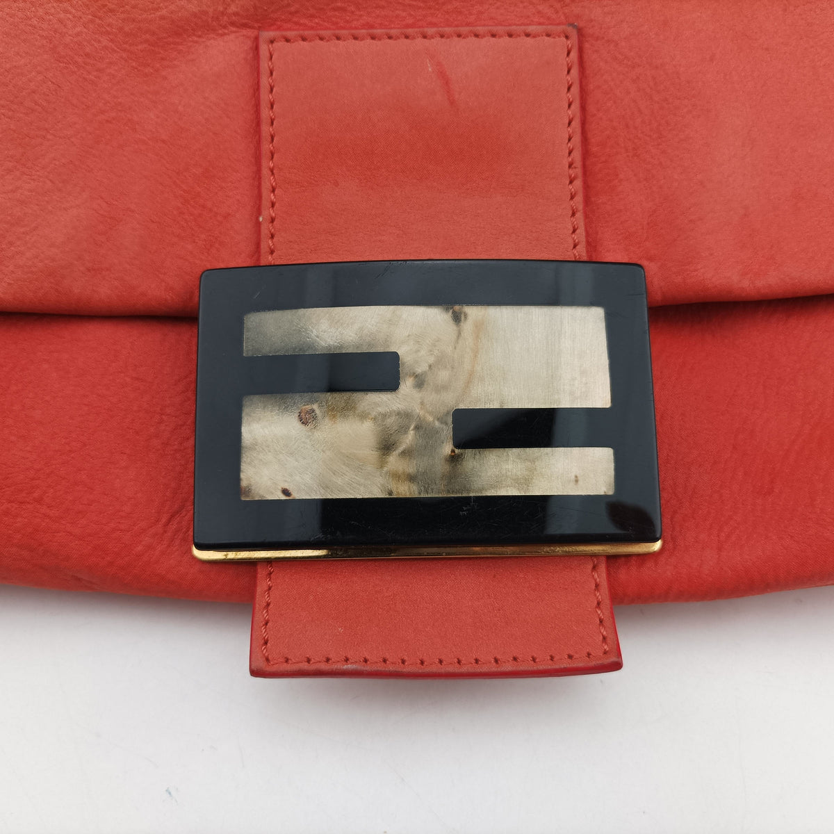 Pre-owned Fendi Mamma Baguette Orange Leather 8BR638 shoulderbag | stylenewstar