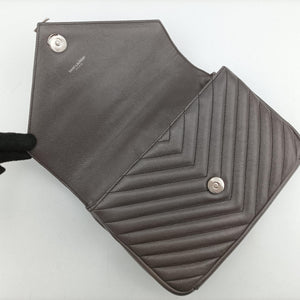 Pre-owned Yves Saint Laurent COLLEGE Grey Leather 428056 shoulderbag | stylenewstar