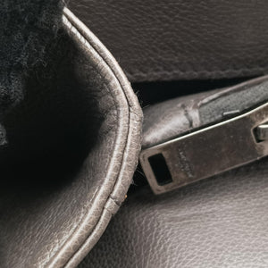 Pre-owned Yves Saint Laurent COLLEGE Grey Leather 428056 shoulderbag | stylenewstar