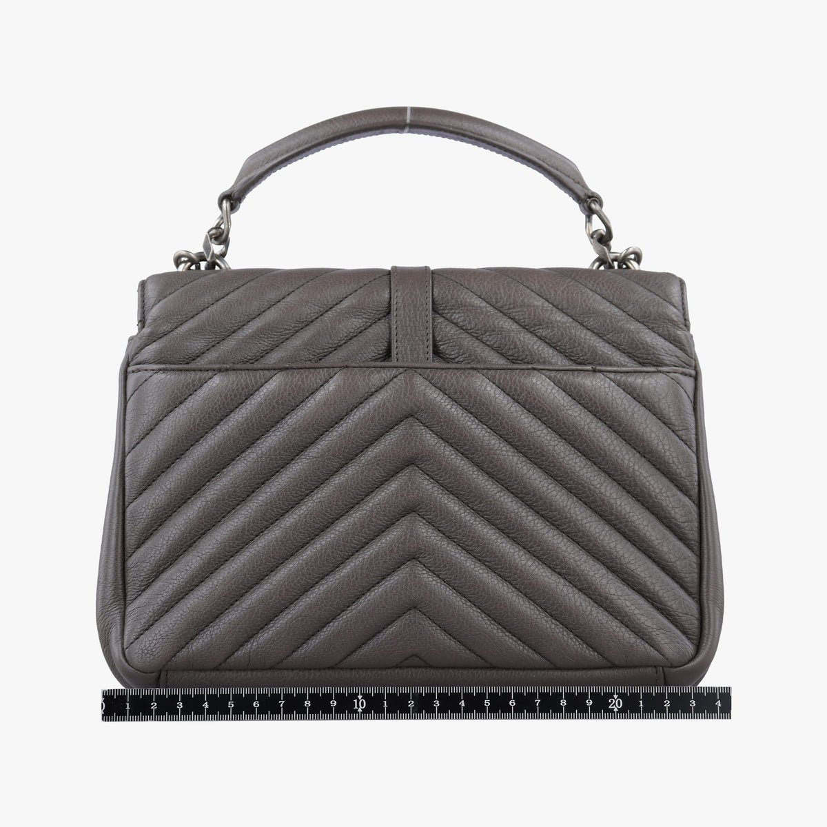 Pre-owned Yves Saint Laurent COLLEGE Grey Leather 428056 shoulderbag | stylenewstar