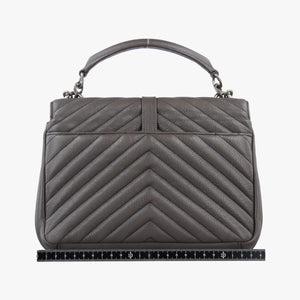 Pre-owned Yves Saint Laurent COLLEGE Grey Leather 428056 shoulderbag | stylenewstar