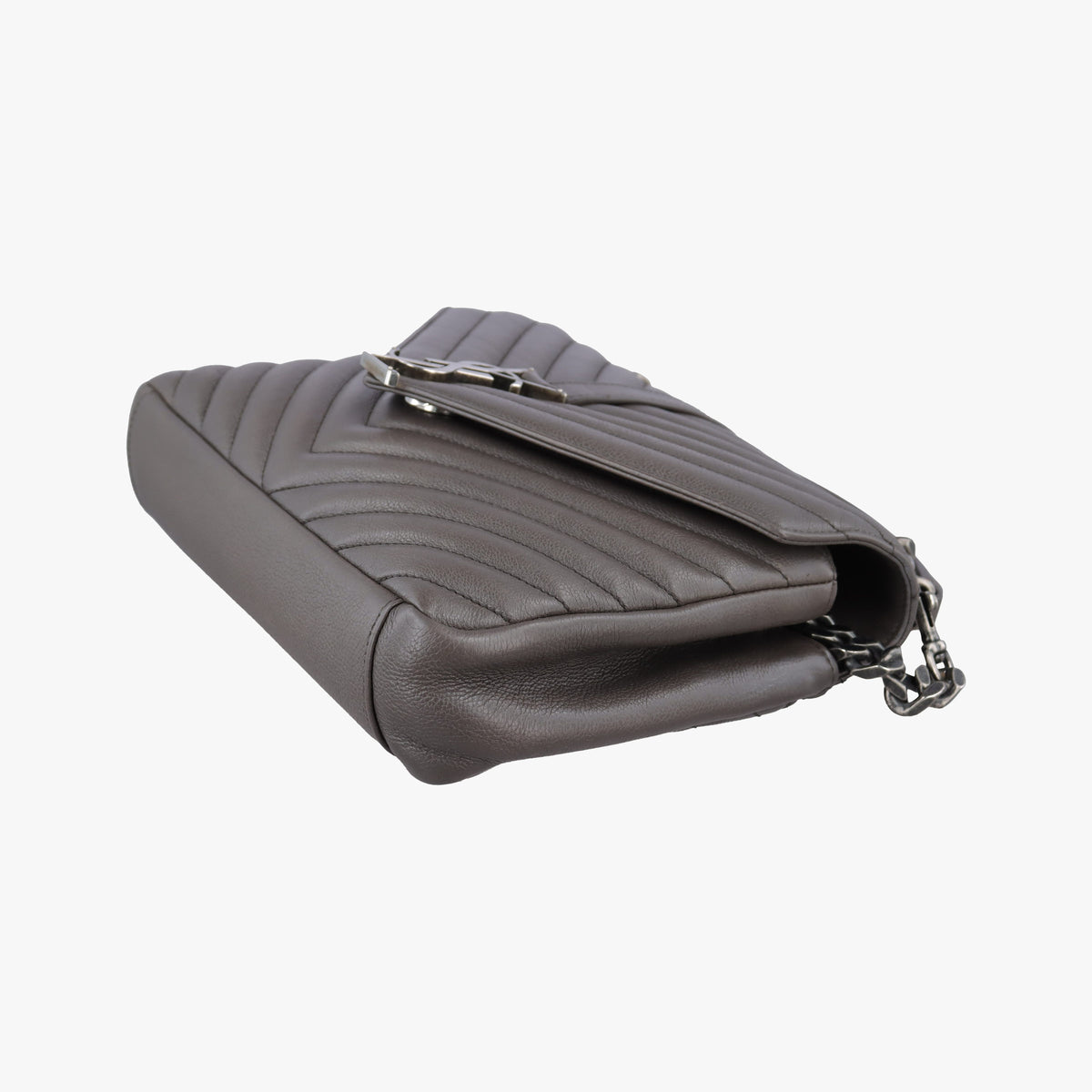 Pre-owned Yves Saint Laurent COLLEGE Grey Leather 428056 shoulderbag | stylenewstar