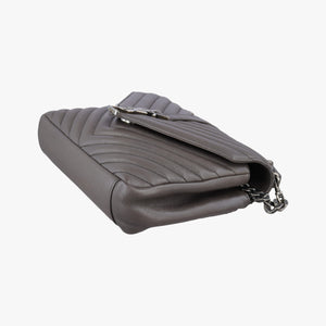 Pre-owned Yves Saint Laurent COLLEGE Grey Leather 428056 shoulderbag | stylenewstar