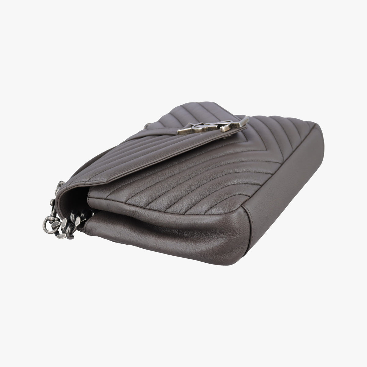 Pre-owned Yves Saint Laurent COLLEGE Grey Leather 428056 shoulderbag | stylenewstar