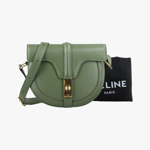 Pre-owned Celine Besace 16 Small Green Leather W-SL-2 shoulderbag | stylenewstar