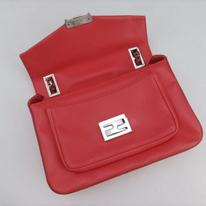 Pre-owned Fendi Be Baguette Red Leather 8BR677 shoulderbag | stylenewstar