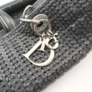 Pre-owned Christian Dior Soft Lady Dior Intrecciato Tote Black lambskin  shoulderbag | stylenewstar