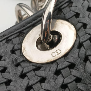 Pre-owned Christian Dior Soft Lady Dior Intrecciato Tote Black lambskin  shoulderbag | stylenewstar