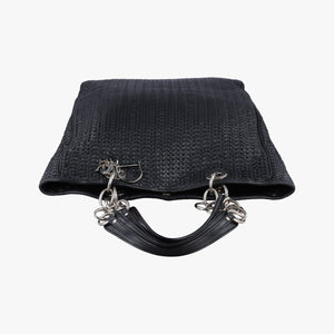 Pre-owned Christian Dior Soft Lady Dior Intrecciato Tote Black lambskin  shoulderbag | stylenewstar