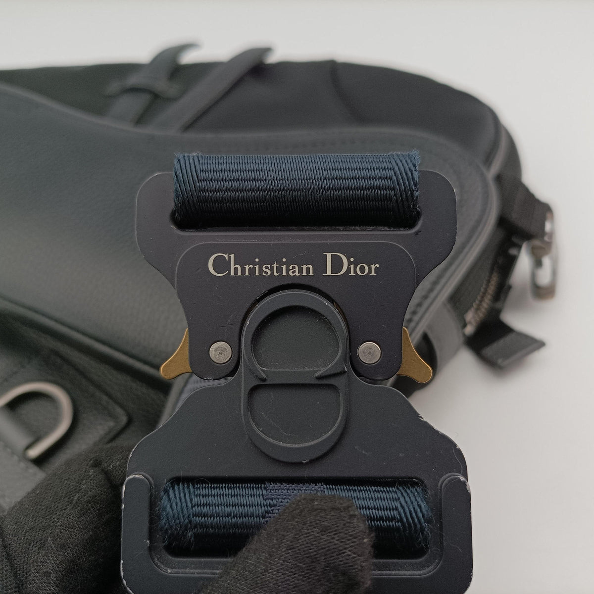 Pre-owned Christian Dior Saddle Black × Gray Nylon x Leather  bum bag/waist bag | stylenewstar