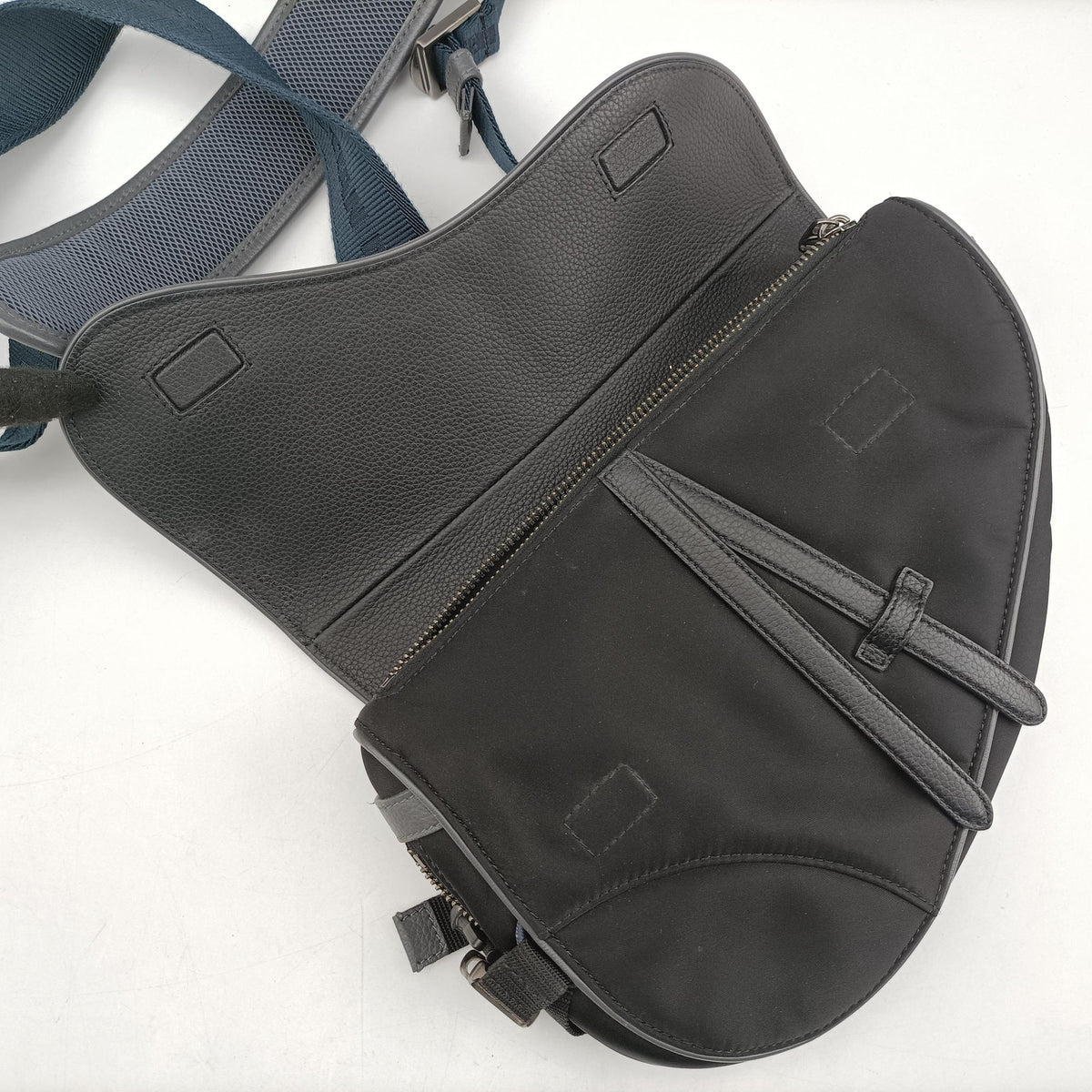 Pre-owned Christian Dior Saddle Black × Gray Nylon x Leather  bum bag/waist bag | stylenewstar