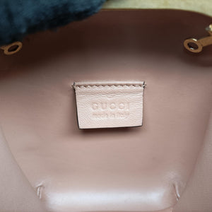 Pre-owned Gucci Broadway Metallic Brocade Blue Fabric 453575 shoulderbag | stylenewstar