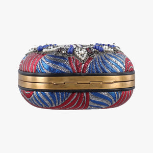 Pre-owned Gucci Broadway Metallic Brocade Blue Fabric 453575 shoulderbag | stylenewstar