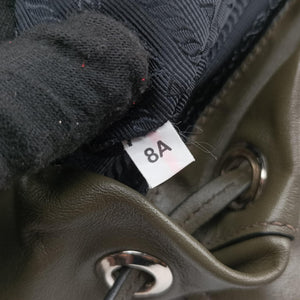 Pre-owned Prada Triangle logo Green Leather BZ032L backpack/rucksack | stylenewstar